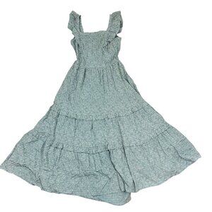 Universal Thread dress sleeveless open back square neck blue white floral L NWT